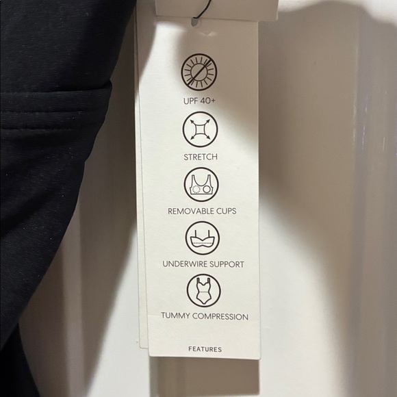 DKNY black ruffle trim ruched front UPF 40+ one piece swimsuit - Picture 4 of 5